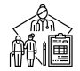 Medical practice doctor. Health hospital. Physician nurse. Private insurance. Medicare report vector concept black illustration